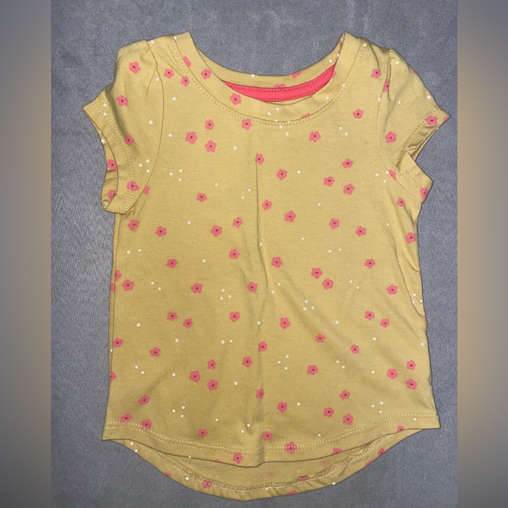 Yellow with pink flowers shirt